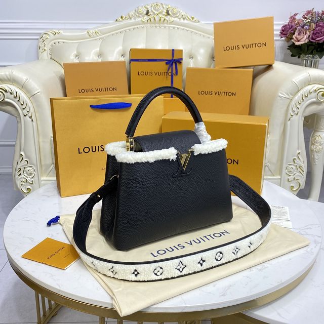 Louis vuitton original calfskin capucines mm handbag M59073 black