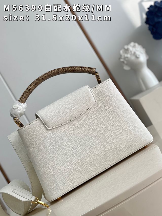 Louis vuitton original calfskin capucines mm handbag M59466 white