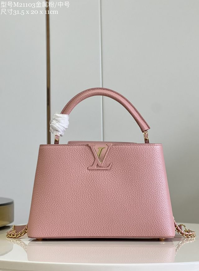 Louis vuitton original calfskin capucines mm handbag M59516 pink