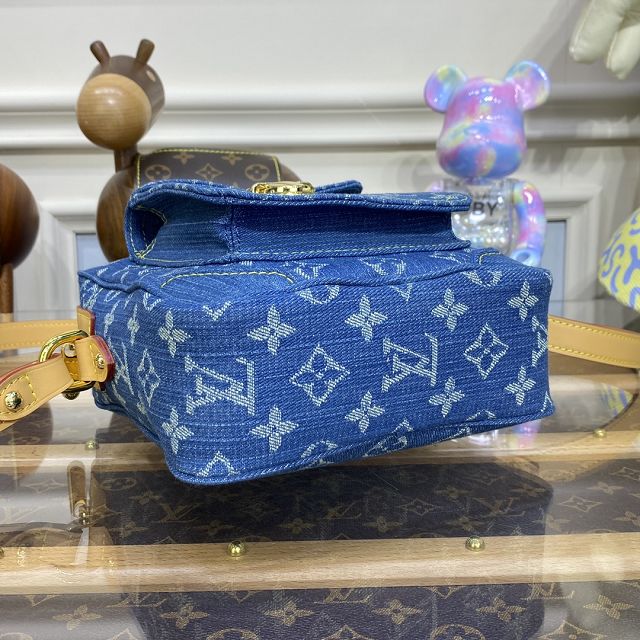 Louis vuitton original monogram denim messenger bag M95348 blue