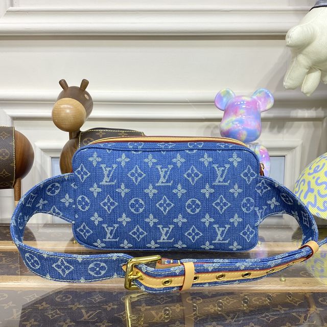 Louis vuitton original monogram denim waist bag M44466 blue