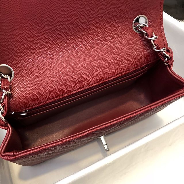 CC original grained calfskin mini flap bag A69900-3 bordeaux