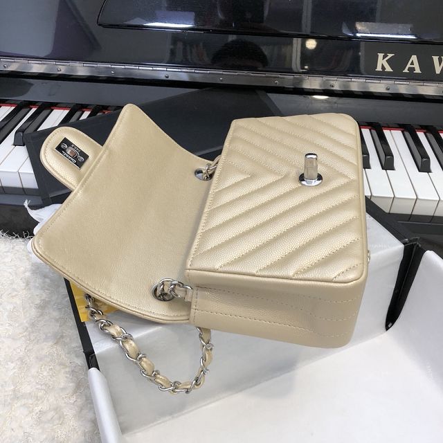 CC original grained calfskin mini flap bag A69900-3 gold