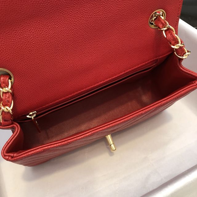 CC original grained calfskin mini flap bag A69900-3 red