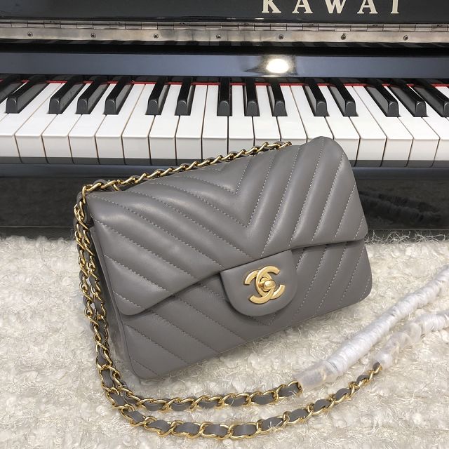 CC original lambskin leather mini flap bag A69900-4 grey