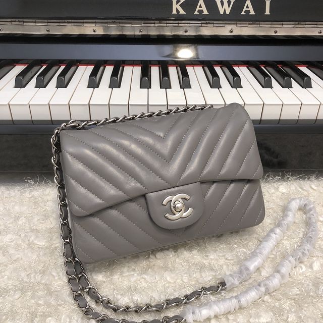 CC original lambskin leather mini flap bag A69900-4 grey