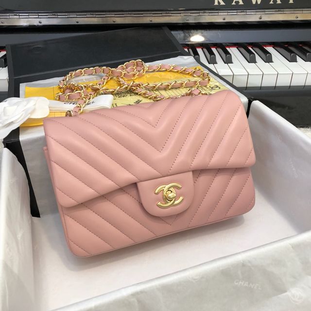 CC original lambskin leather mini flap bag A69900-4 light pink