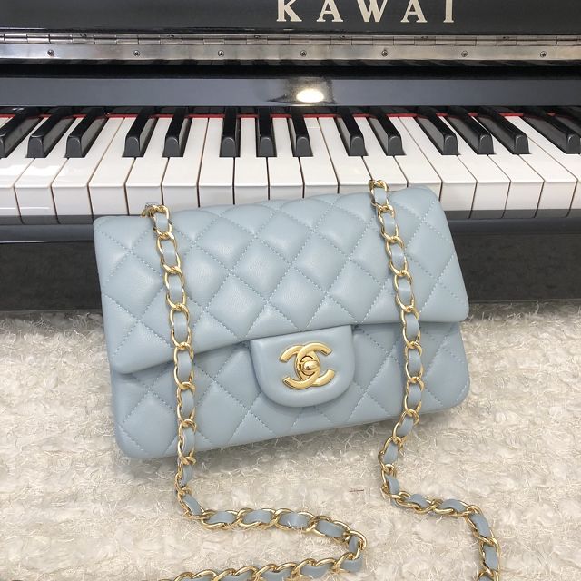 CC original lambskin mini flap bag A69900 ice blue