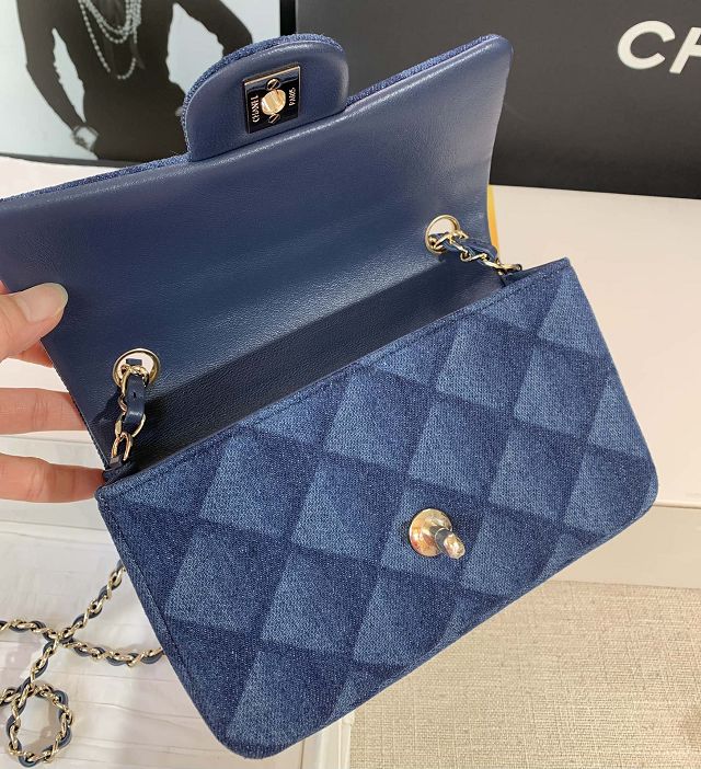 2023 CC original denim mini flap bag A69900 dark blue