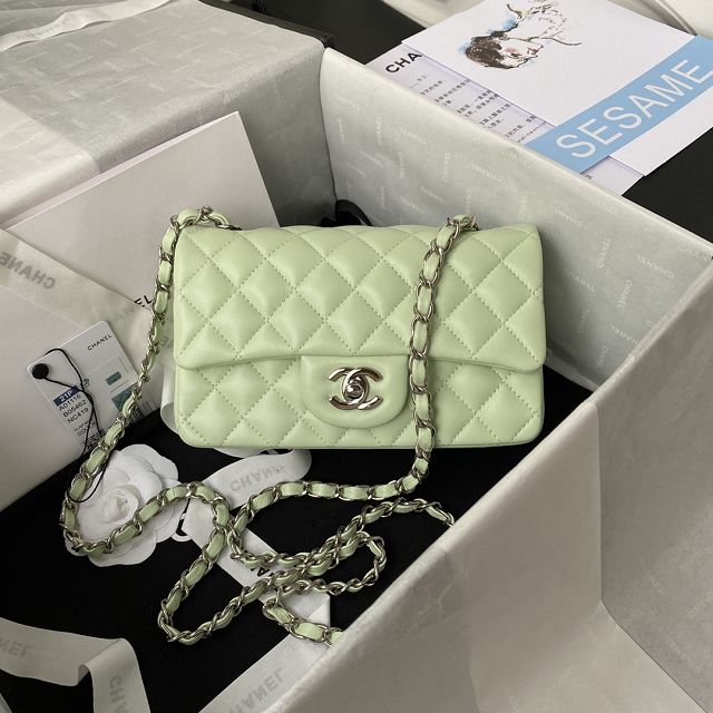 CC original lambskin mini flap bag A69900 light green