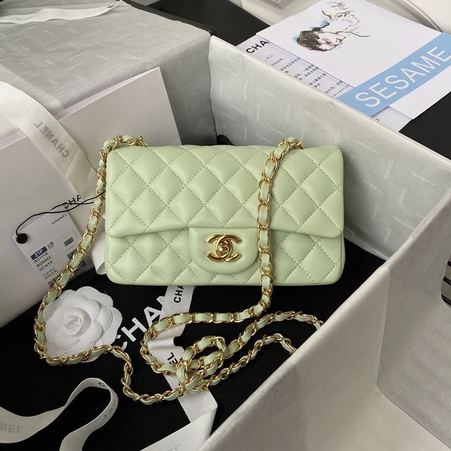 CC original lambskin mini flap bag A69900 light green