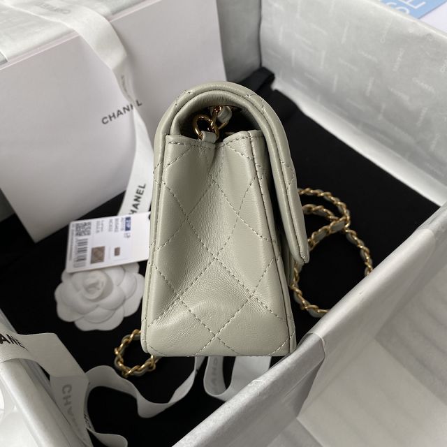 CC original lambskin mini flap bag A69900 light grey