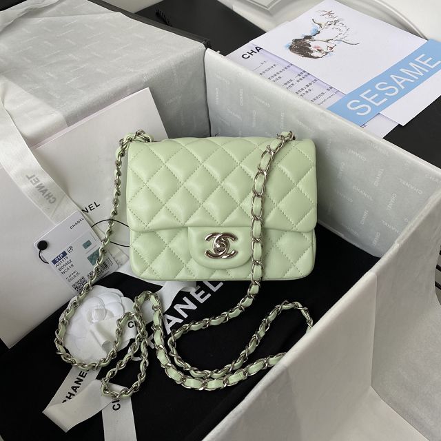 CC original lambskin nano flap bag A35200 light green