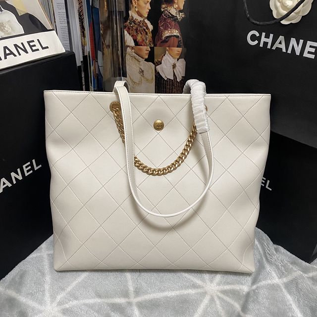 CC original calfskin shopping bag AS3938 white