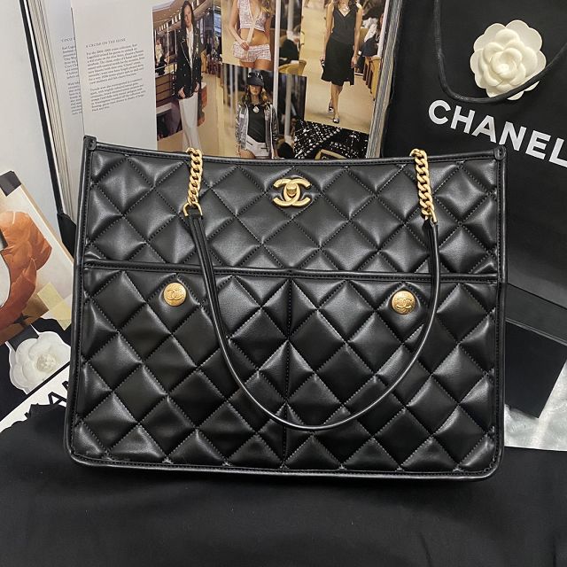 CC original lambskin shopping bag AS3500 black