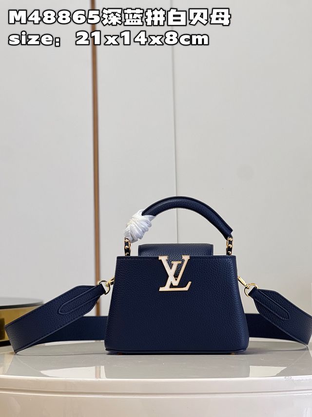 Louis vuitton original calfskin capucines mini handbag M48865 dark blue