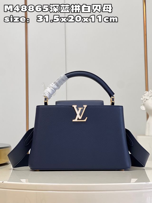 Louis vuitton original calfskin capucines mm handbag M20704 dark blue