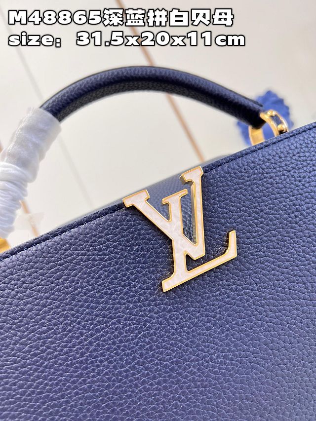 Louis vuitton original calfskin capucines mm handbag M20704 dark blue