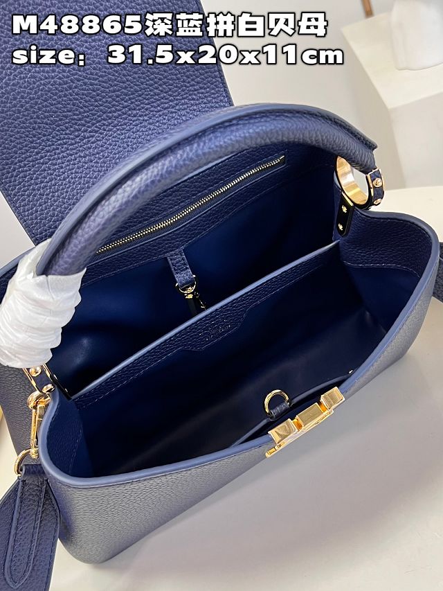 Louis vuitton original calfskin capucines mm handbag M20704 dark blue