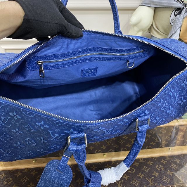 Louis vuitton original calfskin keepall 50 M21375 blue