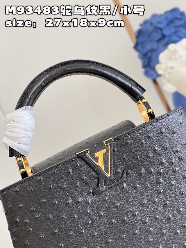 Louis vuitton original ostrich calfskin capucines BB handbag M48865 black