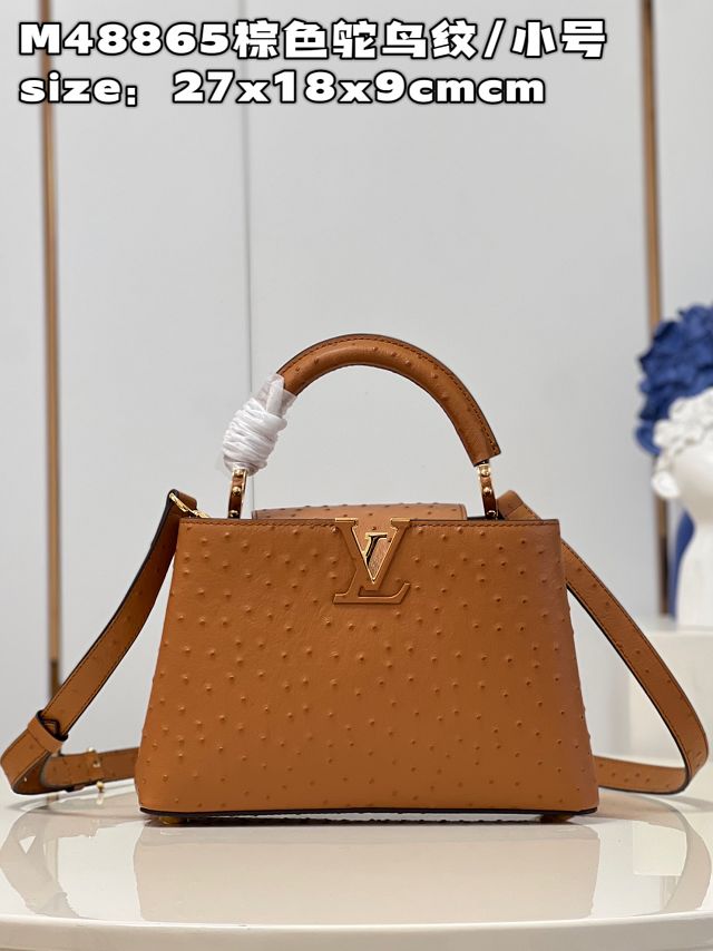 Louis vuitton original ostrich calfskin capucines BB handbag M48865 brown