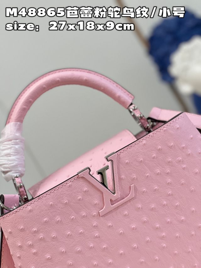 Louis vuitton original ostrich calfskin capucines BB handbag M48865 pink