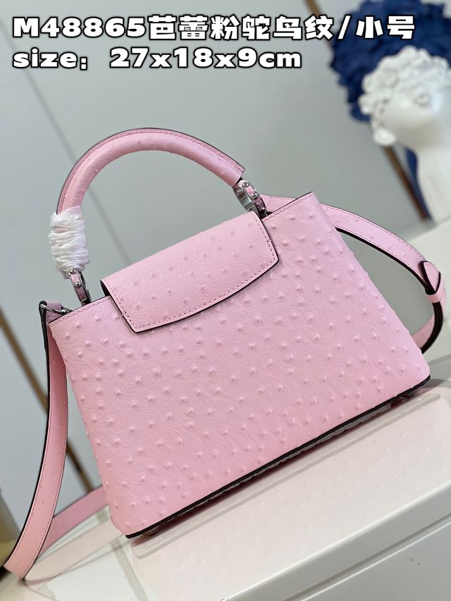 Louis vuitton original ostrich calfskin capucines BB handbag M48865 pink