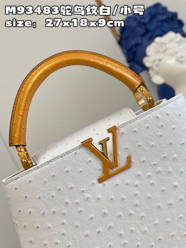 Louis vuitton original ostrich calfskin capucines BB handbag M48865 white