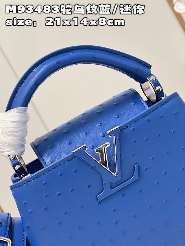 Louis vuitton original ostrich calfskin capucines mini handbag M93483 blue