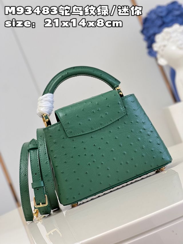 Louis vuitton original ostrich calfskin capucines mini handbag M93483 green