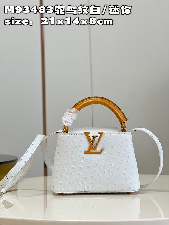 Louis vuitton original ostrich calfskin capucines mini handbag M93483 white