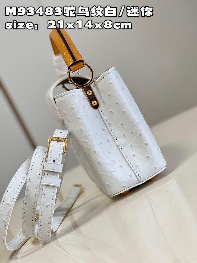 Louis vuitton original ostrich calfskin capucines mini handbag M93483 white