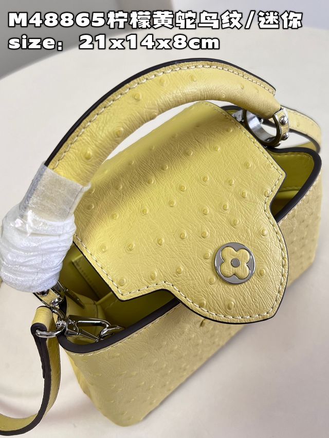 Louis vuitton original ostrich calfskin capucines mini handbag M93483 yellow