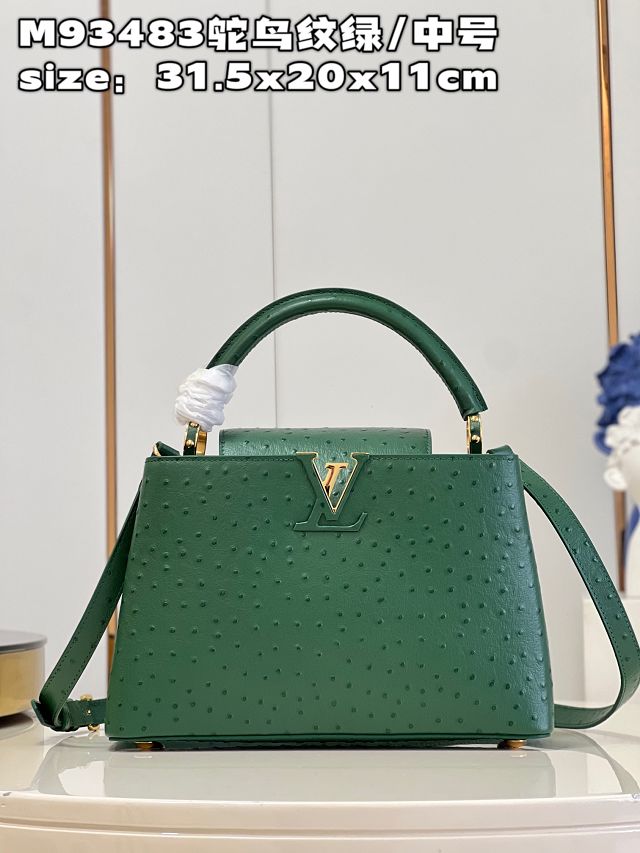 Louis vuitton original ostrich calfskin capucines mm handbag M59883 green