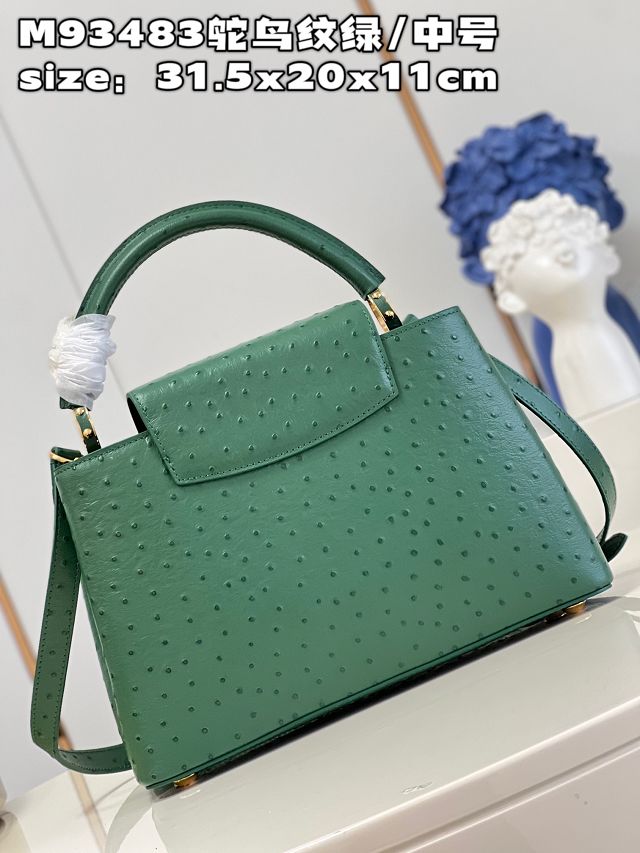 Louis vuitton original ostrich calfskin capucines mm handbag M59883 green