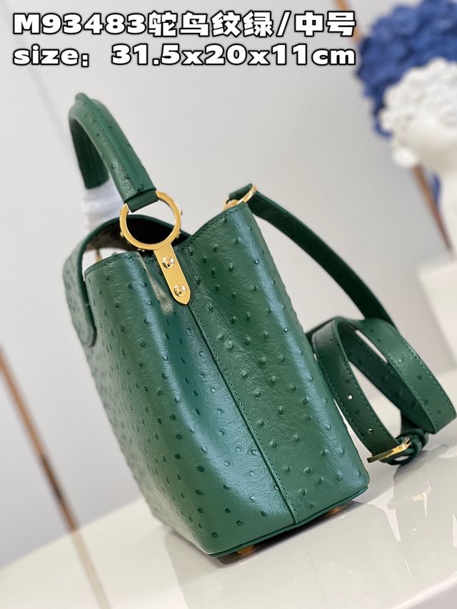 Louis vuitton original ostrich calfskin capucines mm handbag M59883 green