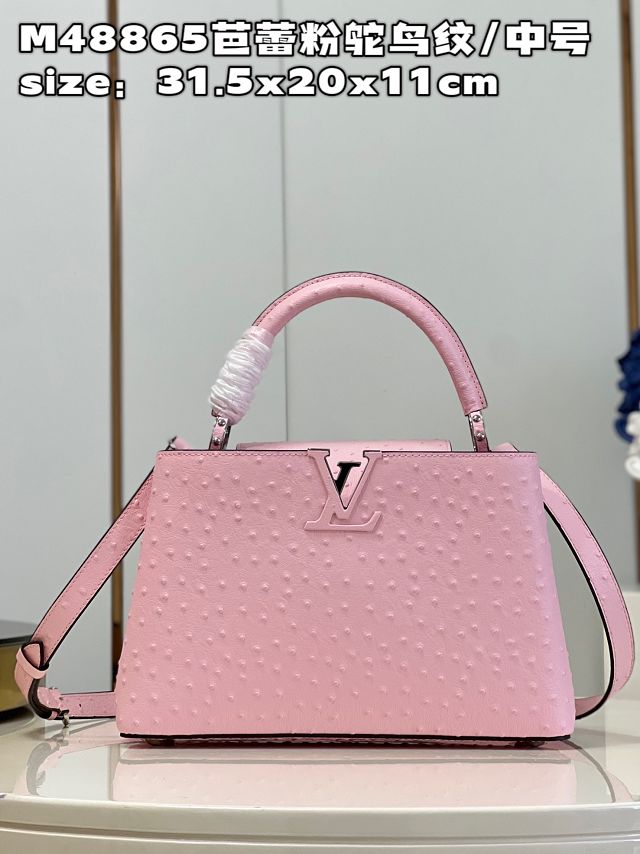 Louis vuitton original ostrich calfskin capucines mm handbag M59883 pink