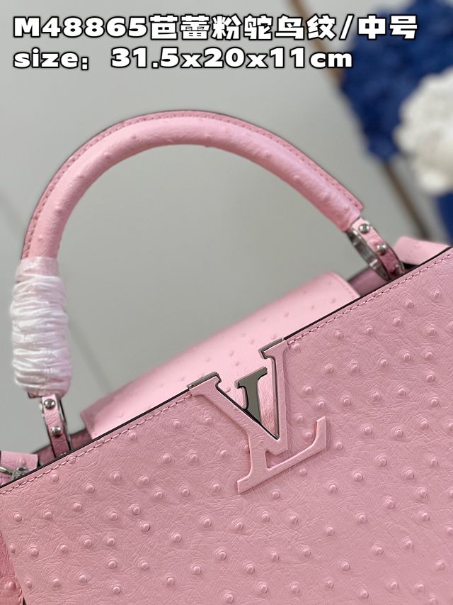 Louis vuitton original ostrich calfskin capucines mm handbag M59883 pink