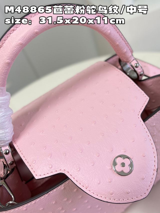 Louis vuitton original ostrich calfskin capucines mm handbag M59883 pink