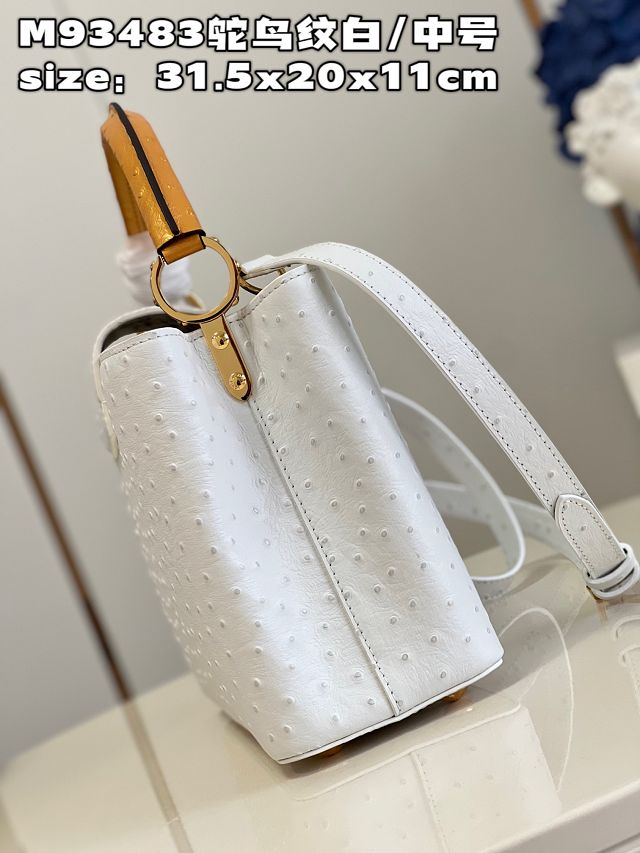 Louis vuitton original ostrich calfskin capucines mm handbag M59883 white