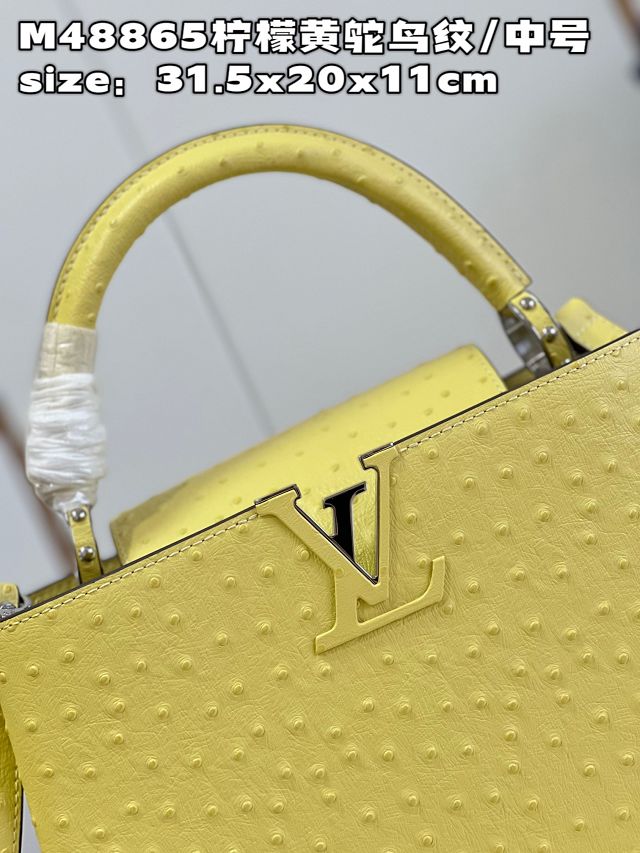 Louis vuitton original ostrich calfskin capucines mm handbag M59883 yellow