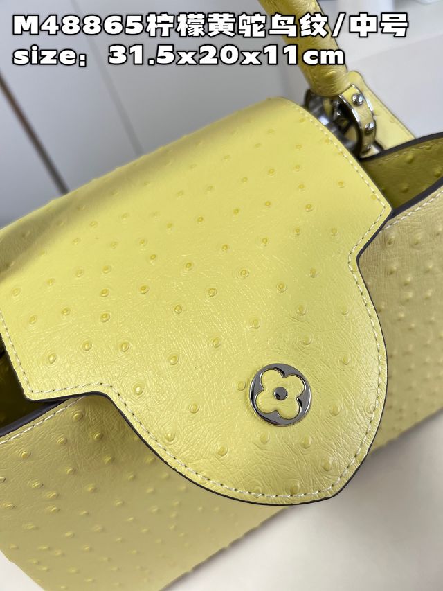 Louis vuitton original ostrich calfskin capucines mm handbag M59883 yellow