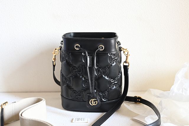 2023 GG original matelasse leather bucket bag 728231 black