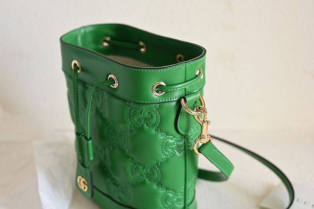 2023 GG original matelasse leather bucket bag 728231 green