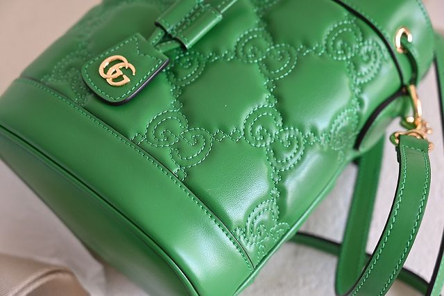 2023 GG original matelasse leather bucket bag 728231 green