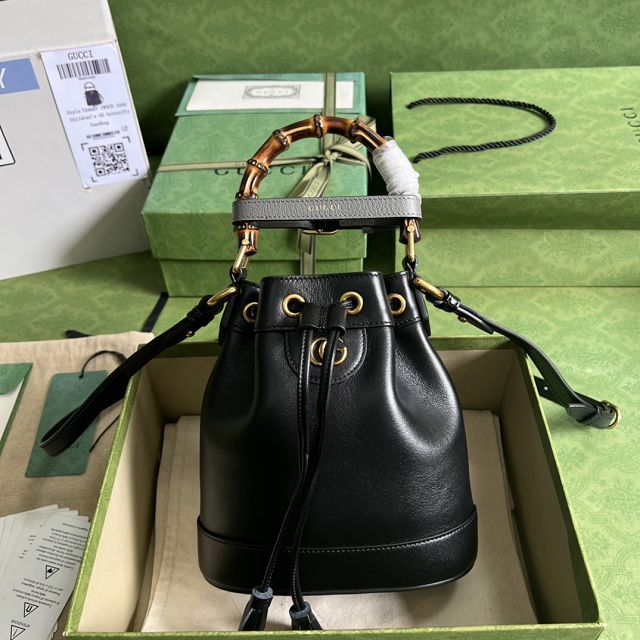 2023 GG original calfskin diana mini bucket bag 724667 black