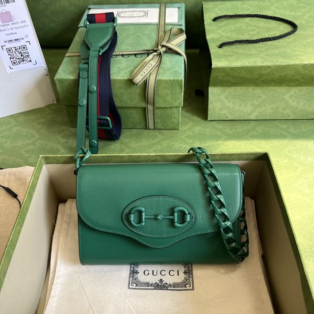 GG original calfskin horsebit 1955 mini bag 724713 green