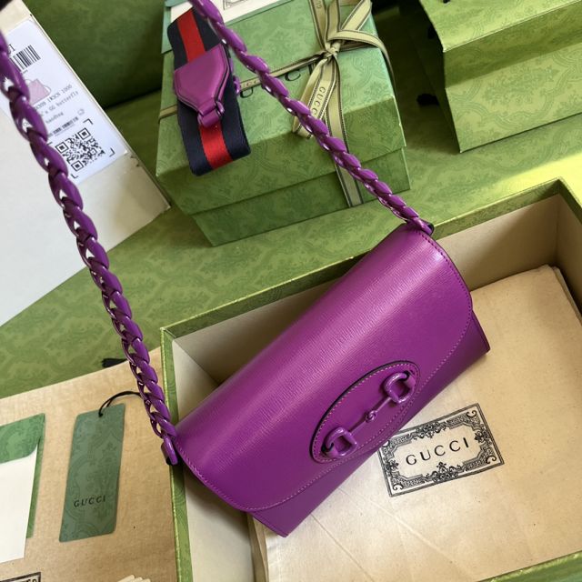 GG original calfskin horsebit 1955 mini bag 724713 purple