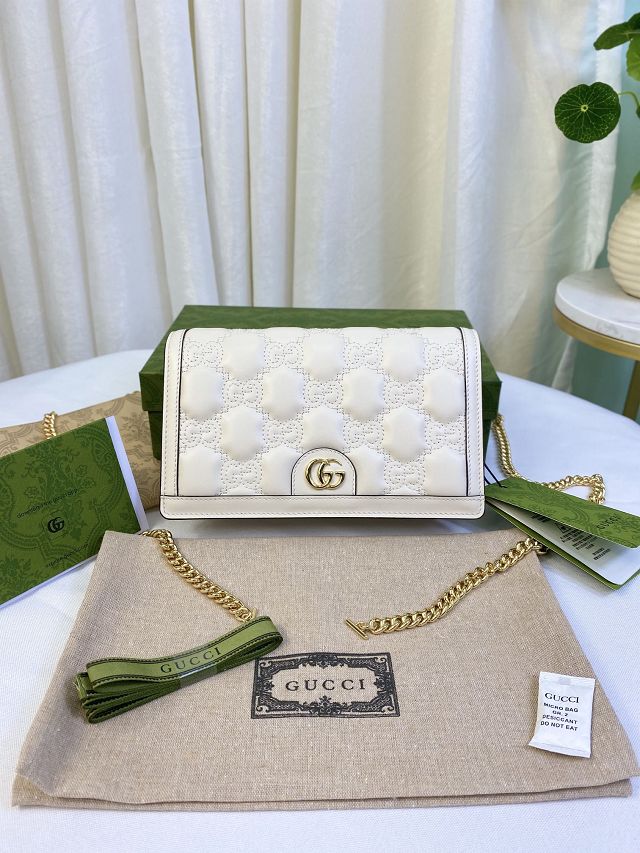 GG original matelasse leather chain wallet 723787 white